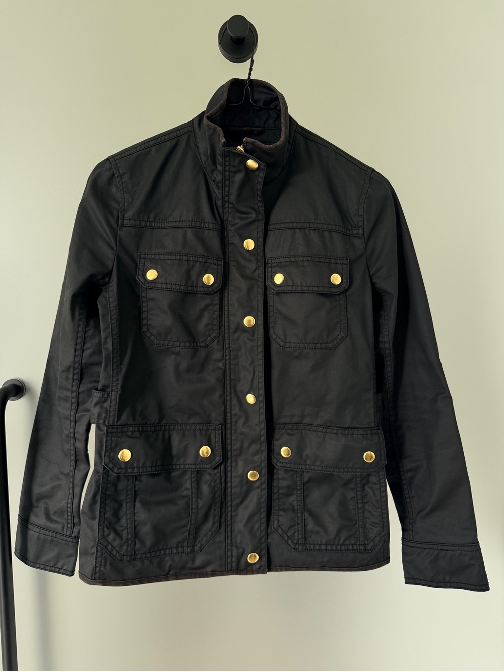 J. Crew Black Field Jacket with Gold-Tone Hardware